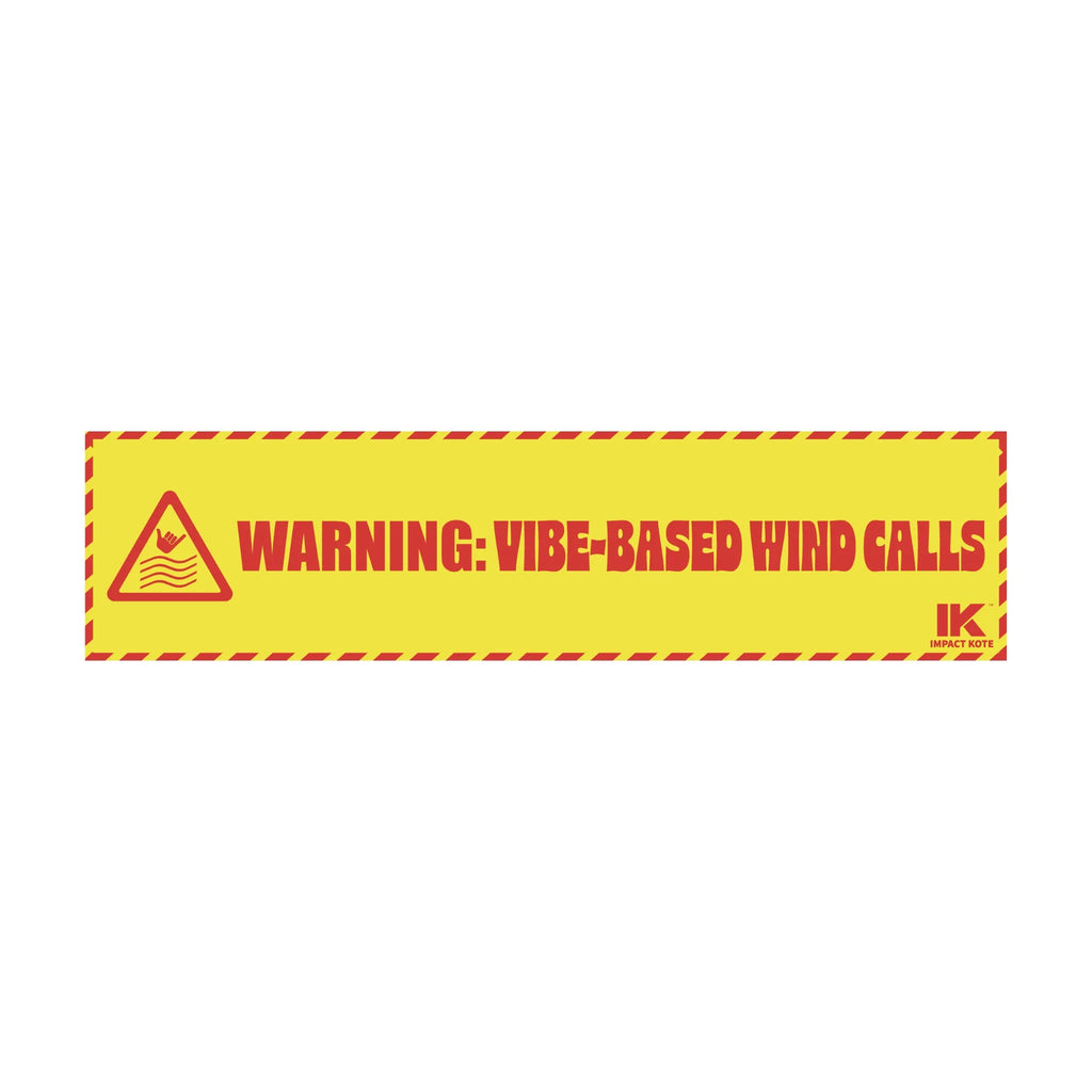 Warning vibe-based wind calls sticker in yellow and red with hazard design for PRS shooting gear