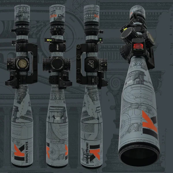 Impact Kote Architecture scope wraps on multiple precision rifle scopes