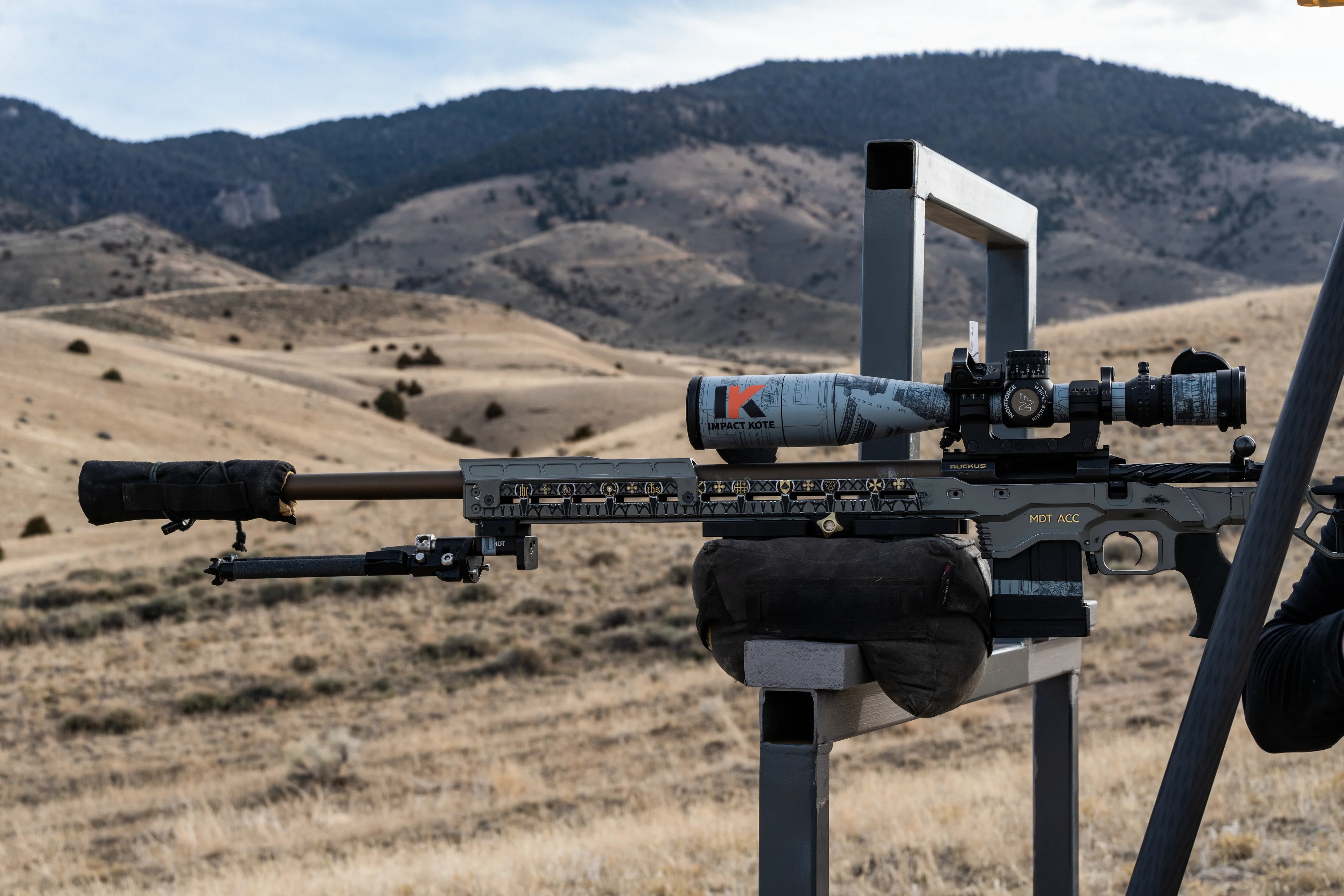 Impact Kote custom scope wrap on precision rifle at competition