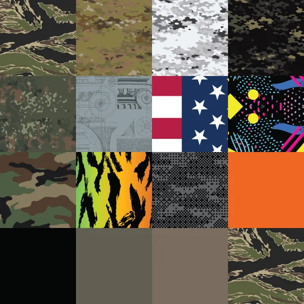 Impact Kote scope wrap pattern selection including camo woodland and tigerstripe